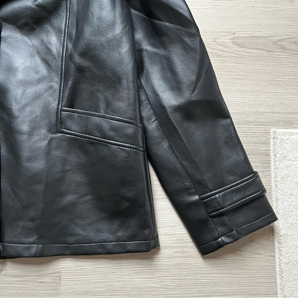 Vintage 90s Y2K Rave 4 Real Black Faux Leather Jacket Large Gothic Grunge Cyber - Picture 3 of 16
